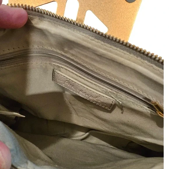 Free People Grey faux suede Crossbody Bag Foldover Zip Pockets Adjustable Strap - Picture 4 of 4